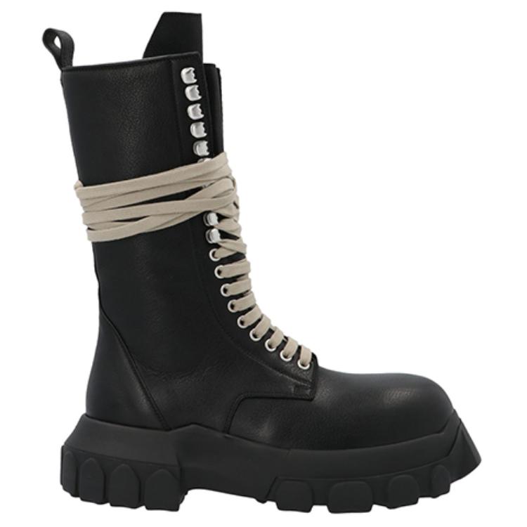 (W) Rick Owens Leather Ankle Boots 'Black Fashion Strap' 圖 2