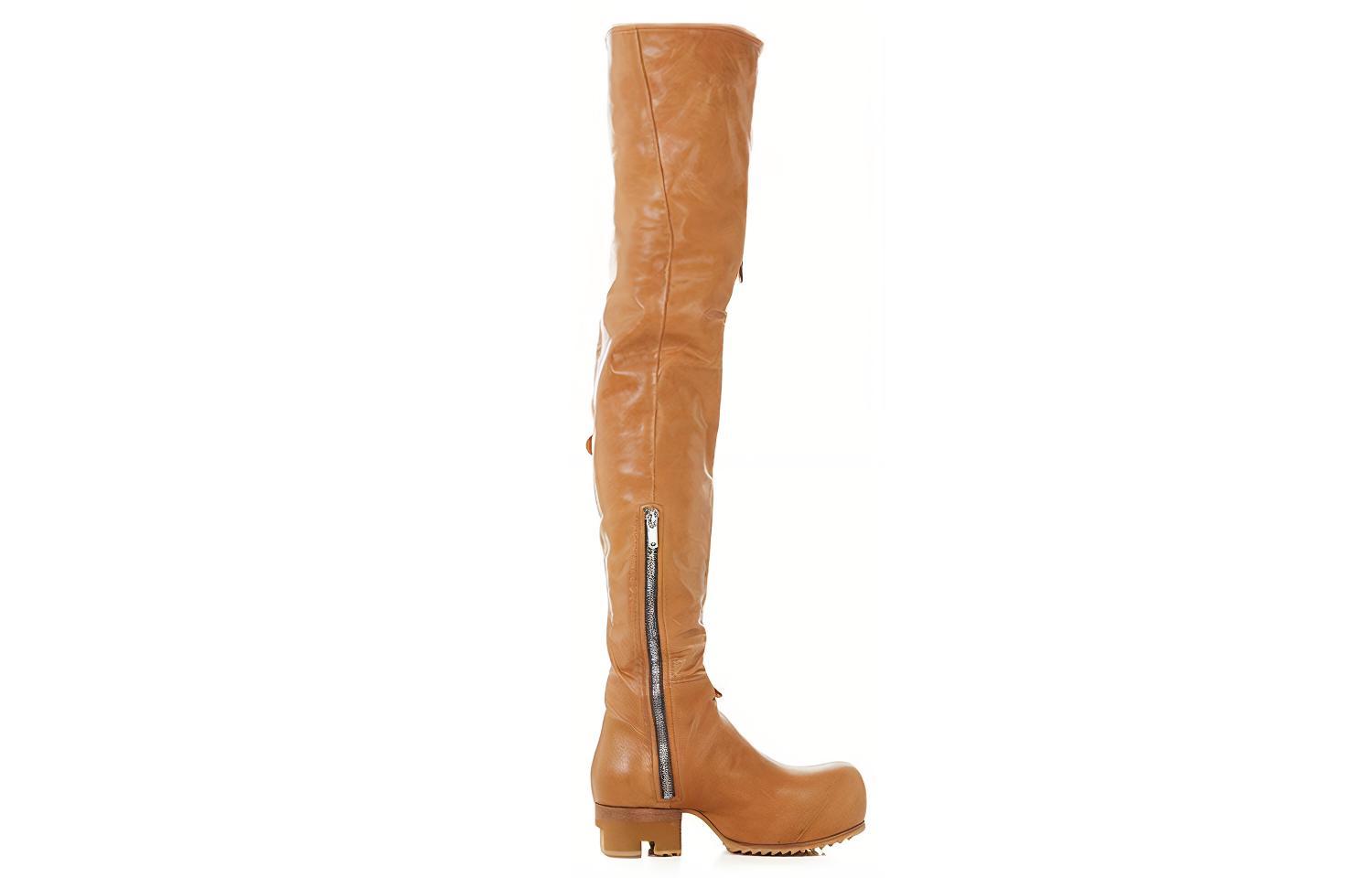 Order (Women) Rick Owens Leather Boots 'Brown' RP02A7833LGW-24