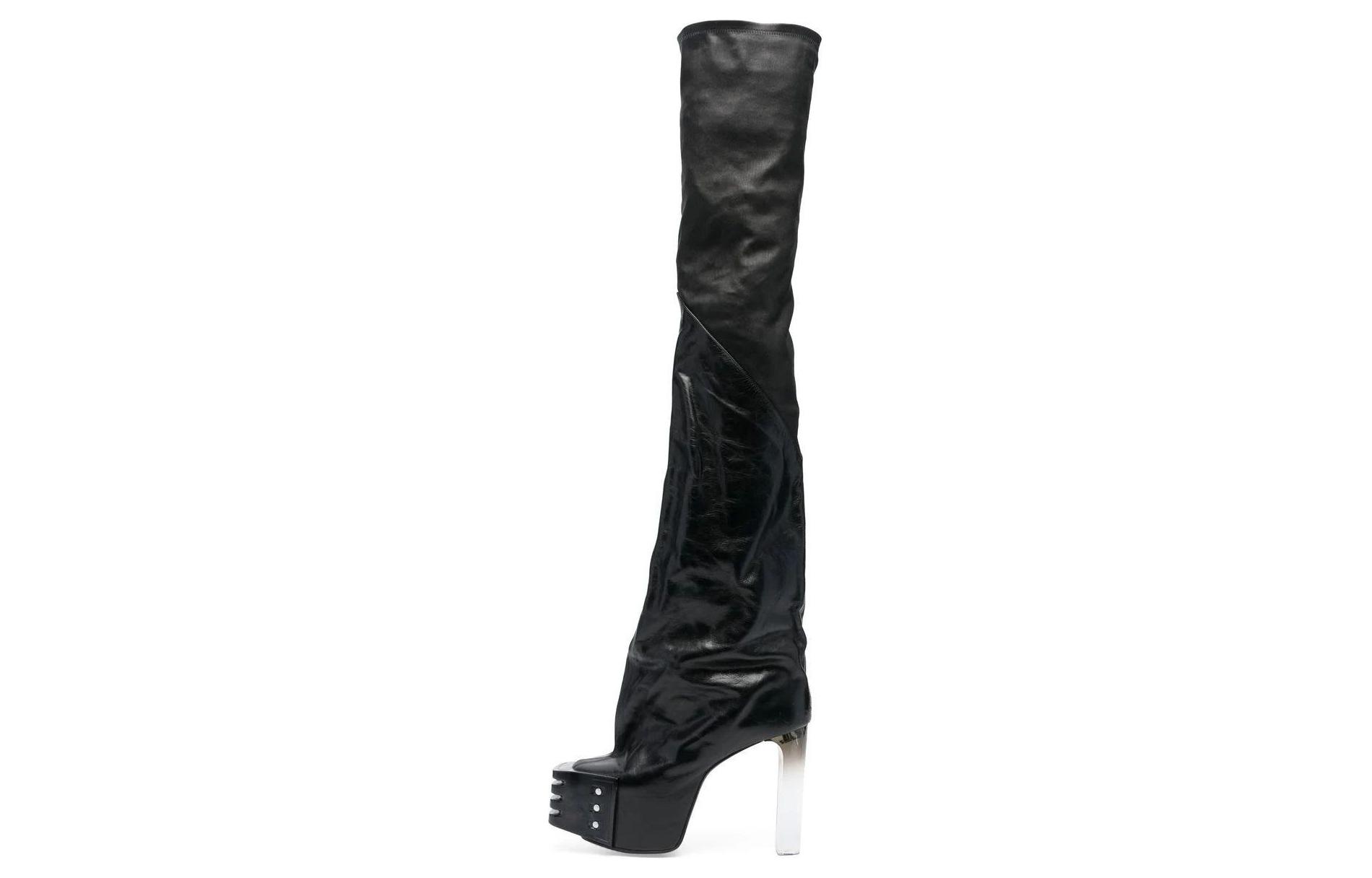 Buy (W) Bottes Hautes en Cuir Slip-On Rick Owens ''Black Polish'' RO01C5827LSGWGD-990D