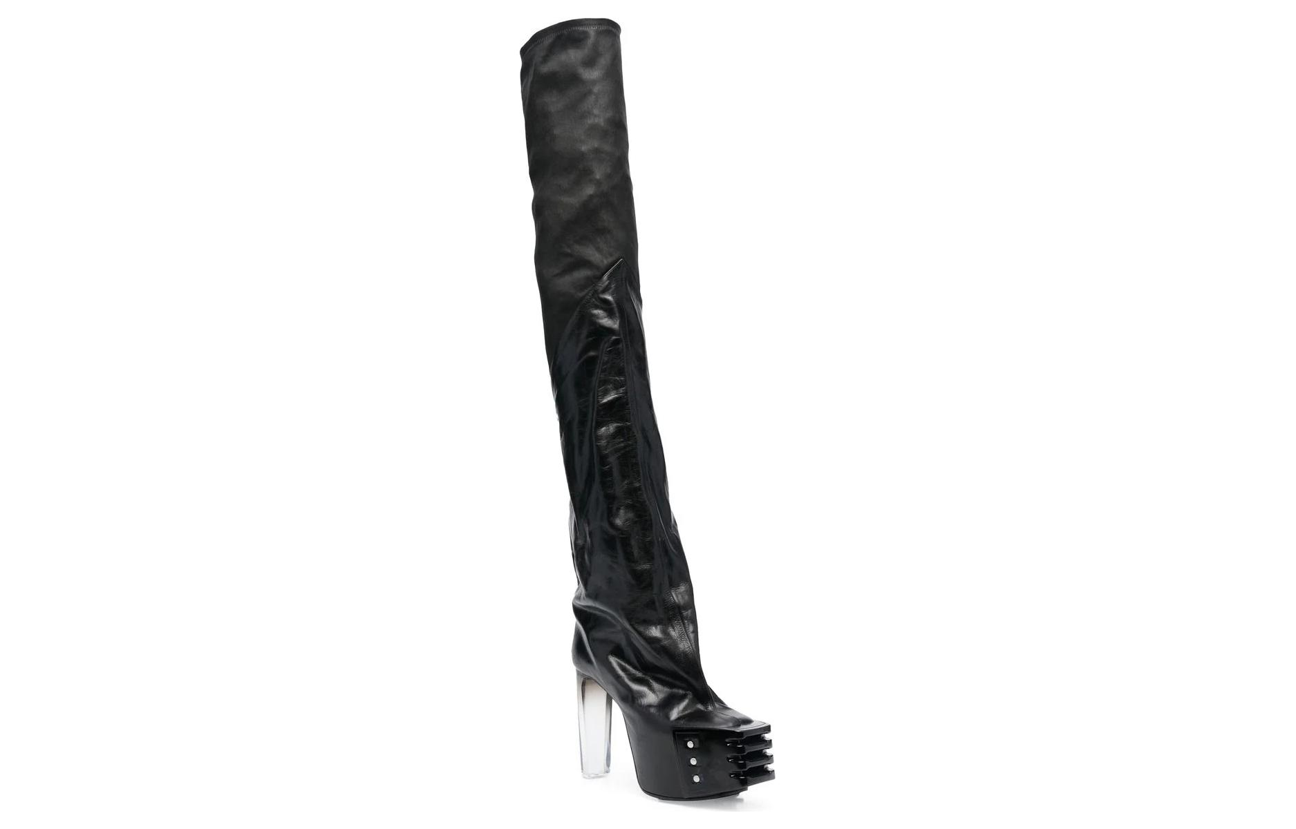 Order (W) Bottes Hautes en Cuir Slip-On Rick Owens ''Black Polish'' RO01C5827LSGWGD-990D