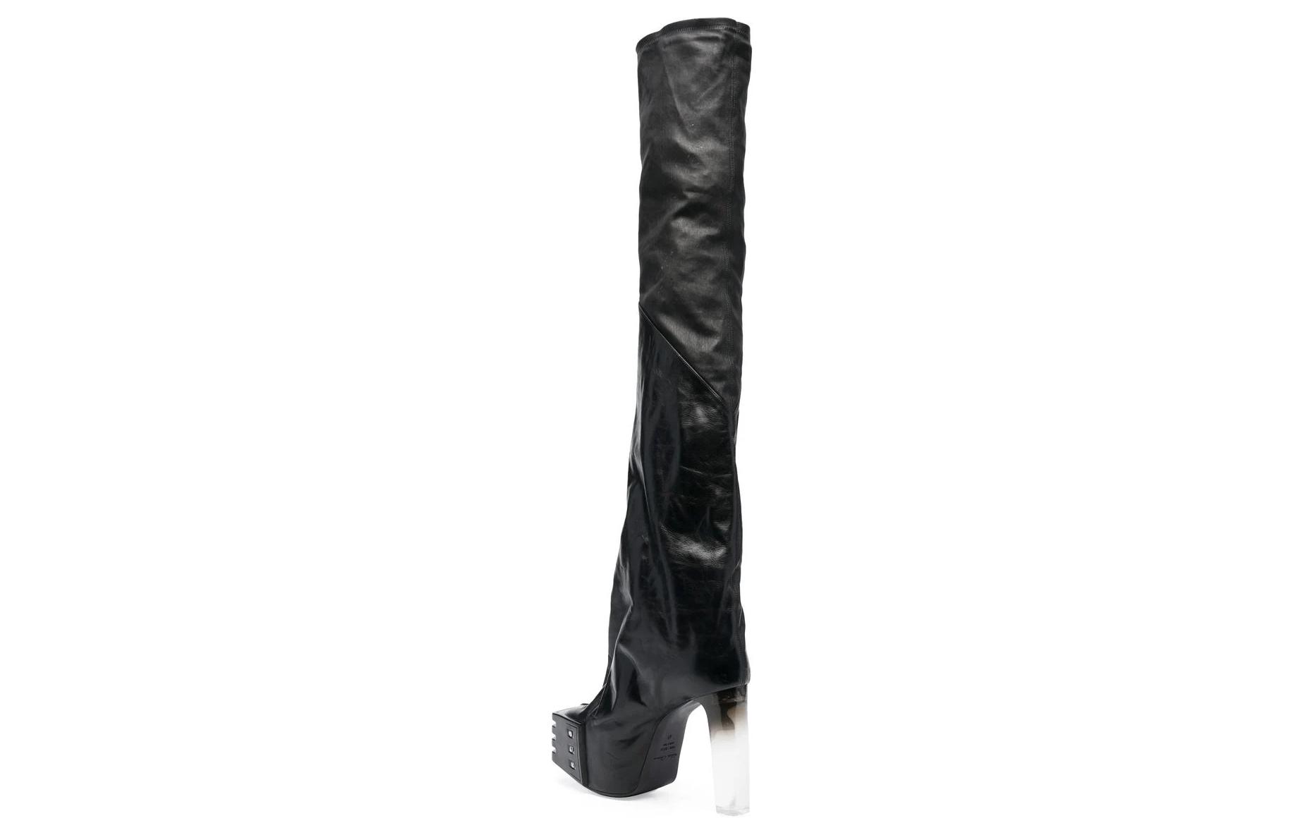 Lookbook (W) Bottes Hautes en Cuir Slip-On Rick Owens ''Black Polish'' RO01C5827LSGWGD-990D
