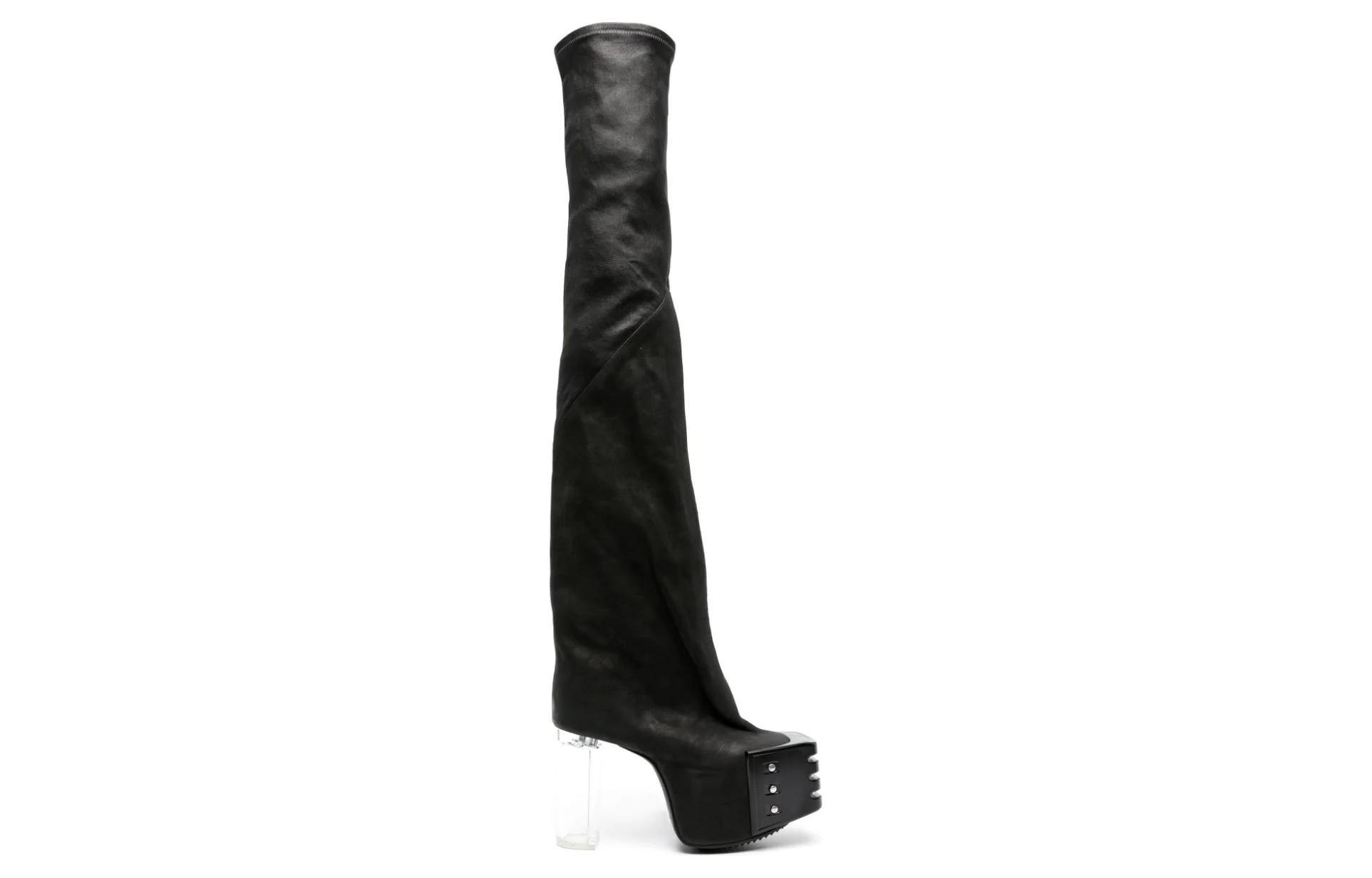 Shop (W) Bottes Hautes en Cuir Slip-On Rick Owens ''Black Polish'' RO01C5827LSGWGD-990D