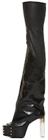 (Women) Rick Owens Leather High-Top Slip-On Boots 'Black Polish' RO01C5827LSGWGD-990D (Women) Rick Owens Leather High-Top Slip-On Boots 'Black Polish' RO01C5827LSGWGD-990D