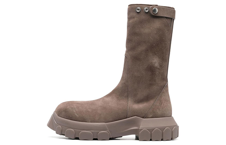 (W) Rick Owens Leather Round-Toe Ankle Boots 'Brown'