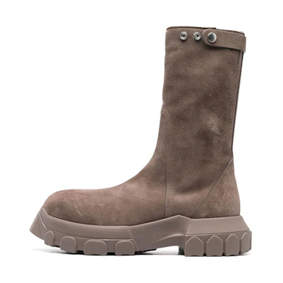 (W) Rick Owens Leather Round-Toe Ankle Boots 'Brown'