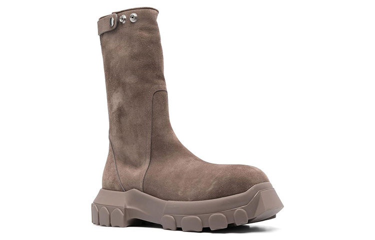 (W) Rick Owens Leather Round-Toe Ankle Boots 'Brown' 圖 2