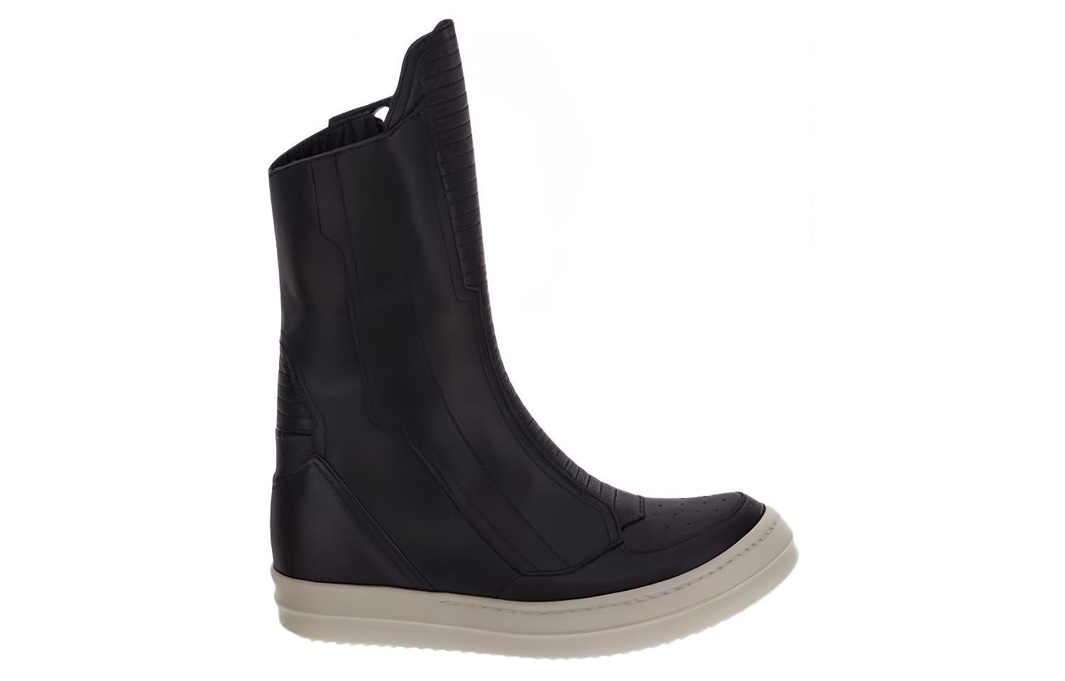 Order (Women) Rick Owens Leather Round-Toe Zip Flat Boots 'Black' RP02C1875LCG-91