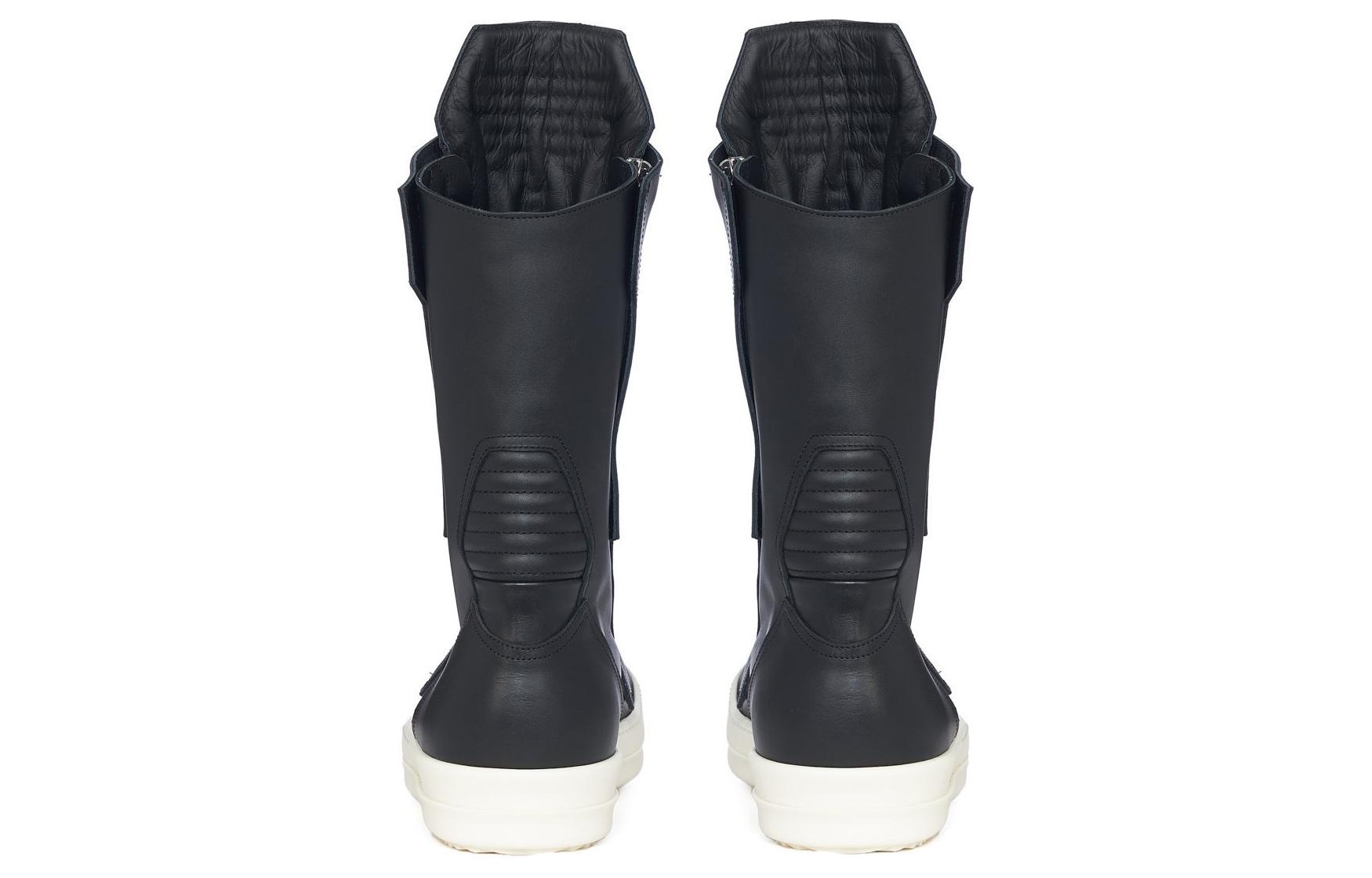 Details for (Women) Rick Owens Leather Round-Toe Zip Flat Boots 'Black' RP02C1875LCG-91