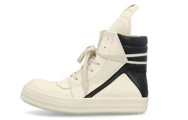 Buy (W) 릭 오웬스 화이트 가죽 둥근코 레이스업 부츠 23ARP02C1894LPO1191