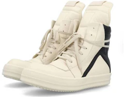 Shop RICK OWENS/RO 皮革 圓頭繫帶 短靴 女款 白色