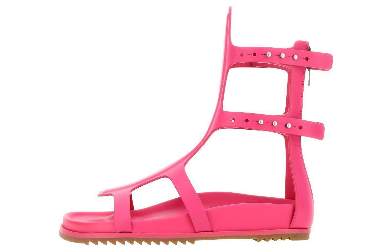 (Women) Rick Owens Leather Round Toe Open Toe Sandals 'Pink' RP01C5837LPO-13