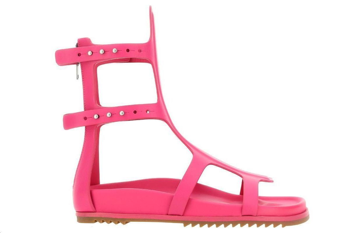 (W) Rick Owens Leather Round Toe Open Toe Sandals 'Pink' 圖 2