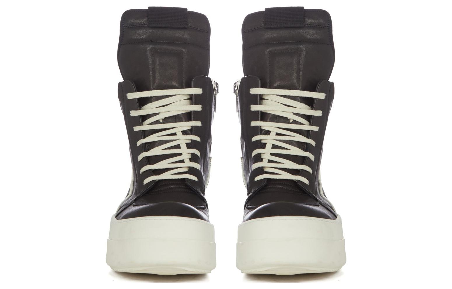 Lookbook RICK OWENS/RO 圓頭系帶 高幫 板鞋 女款 黑色