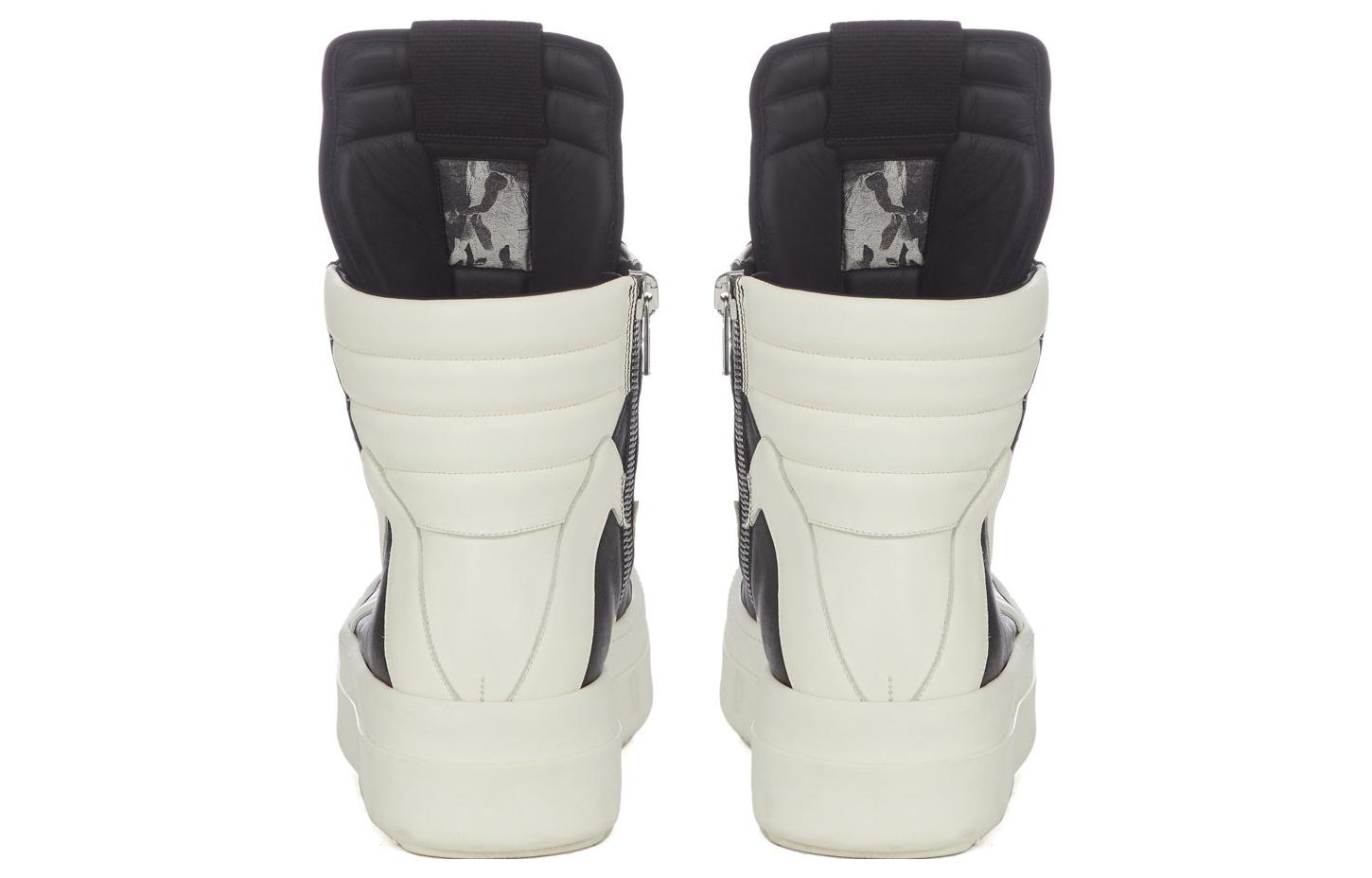 Shop RICK OWENS/RO 圓頭系帶 高幫 板鞋 女款 黑色