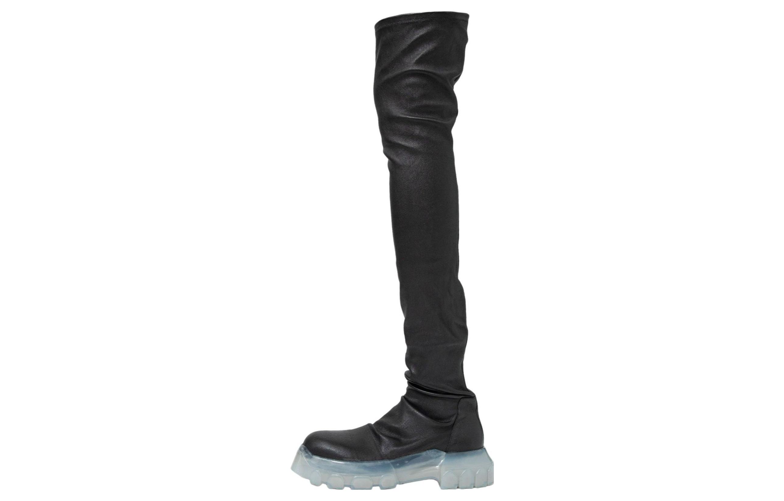 (W) Rick Owens Over-the-Knee Boots 'Black Slip-On'