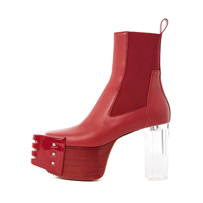 (W) Rick Owens Platform Chunky Heel Boot 'Red'