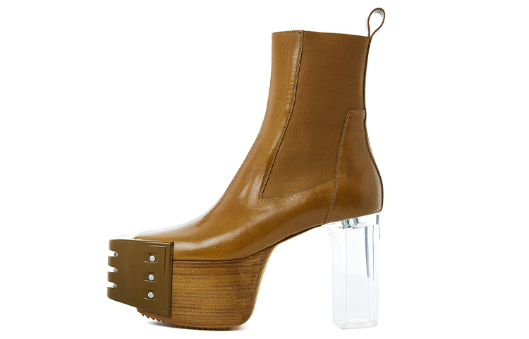(Women) Rick Owens Platform Heel Ankle Boots 'Tan' RP01B4843LEGR-720