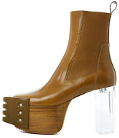 (Women) Rick Owens Platform Heel Ankle Boots 'Tan' RP01B4843LEGR-720 (Women) Rick Owens Platform Heel Ankle Boots 'Tan' RP01B4843LEGR-720