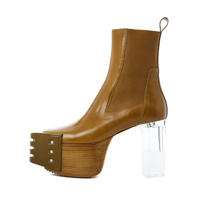 (W) Rick Owens Platform Heel Ankle Boots 'Tan'