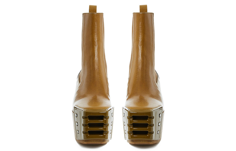 Lookbook (Women) Rick Owens Platform Heel Ankle Boots 'Tan' RP01B4843LEGR-720