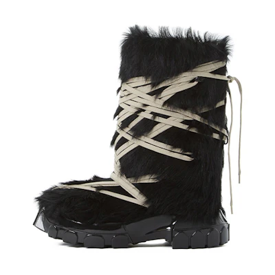 (W) Rick Owens Pony Hair Ankle Boots 'Black'