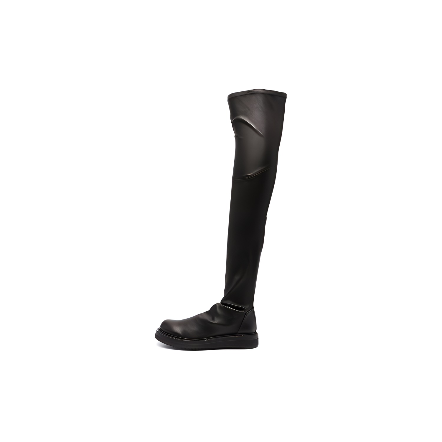 (W) Rick Owens RO 'Black Leather Over-The-Knee Boots'