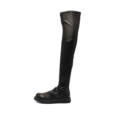 (W) Rick Owens RO 'Black Leather Over-The-Knee Boots'