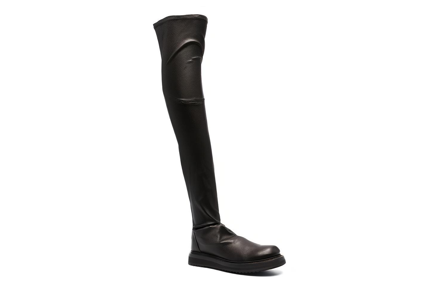 (W) Rick Owens RO 'Black Leather Over-The-Knee Boots' 圖 2