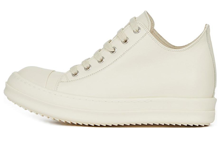 (W) Rick Owens RO 'White Leather Lace-Up Fashion Sneaker'