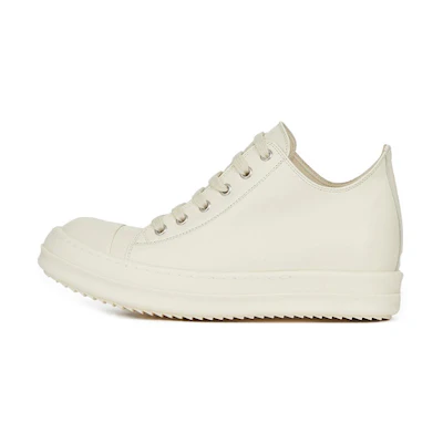 (W) Rick Owens RO 'White Leather Lace-Up Fashion Sneaker'