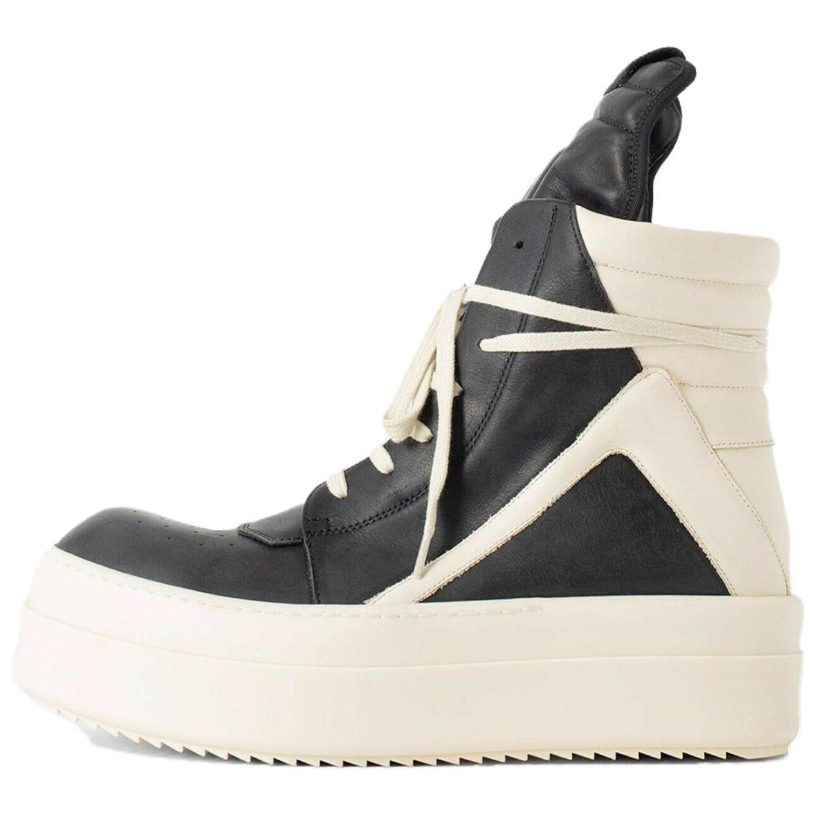 (Women) Rick Owens RO Black Leather High-Top Casual Sneakers RP01D2868LOOLCO-911