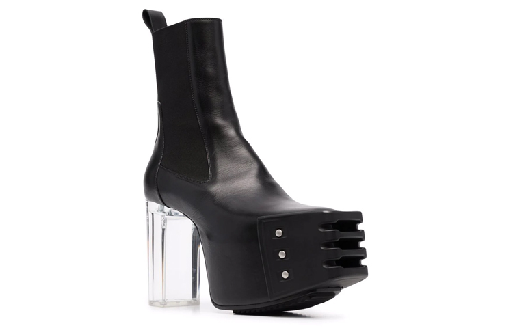 Order (W) Botas Chelsea de Tacón Plataforma Rick Owens RO Grilled Calfskin 'Negro' RP02B6843LCGGR-990