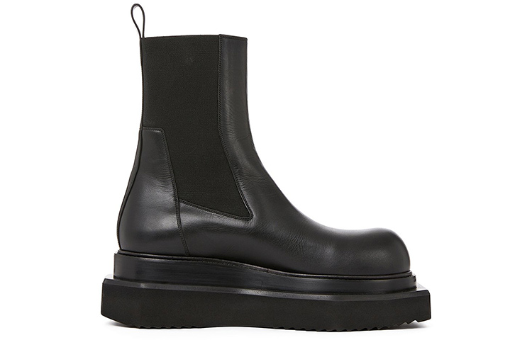 Order 里克·欧文斯/RO 皮革 套穿厚底 短筒 切爾西靴 女款 黑色