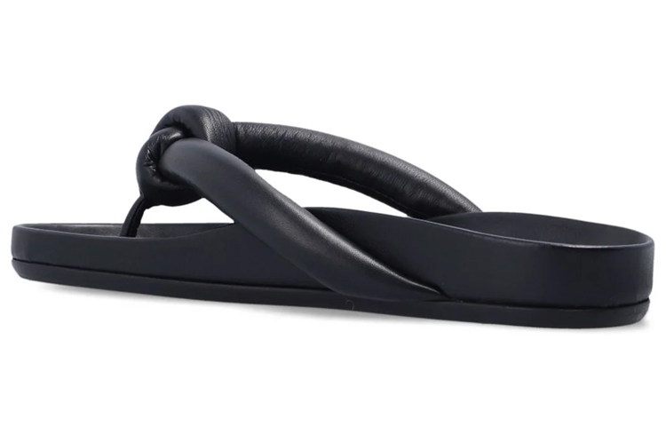 Shop (W) Sandal Rick Owens RO Kulit Hitam Bertali Padding 'Hitam' RP01B4839LLP-09
