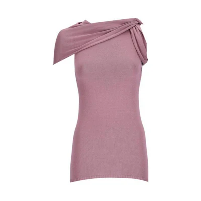 (Women) RICK OWENS RO Slim Fit Sleeveless Tee Women Grey Pink RO01D2680VI-63
