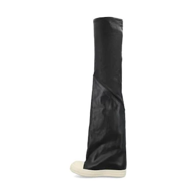 (W) Rick Owens Round Toe Pull-On Over-The-Knee Boots 'Black'