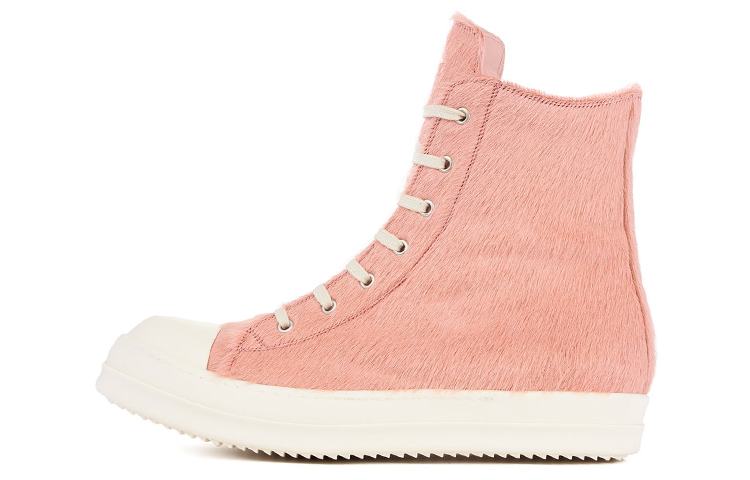 (W) Rick Owens Runway High-Top Sneaker 'Pink Fur Zip'