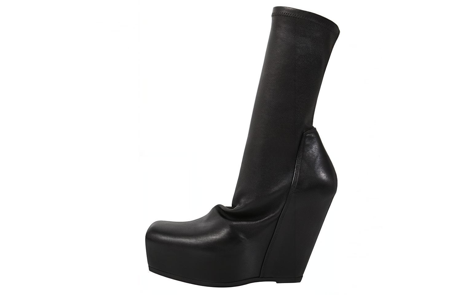 (W) Rick Owens Short Fashion Boots 'Black Leather'