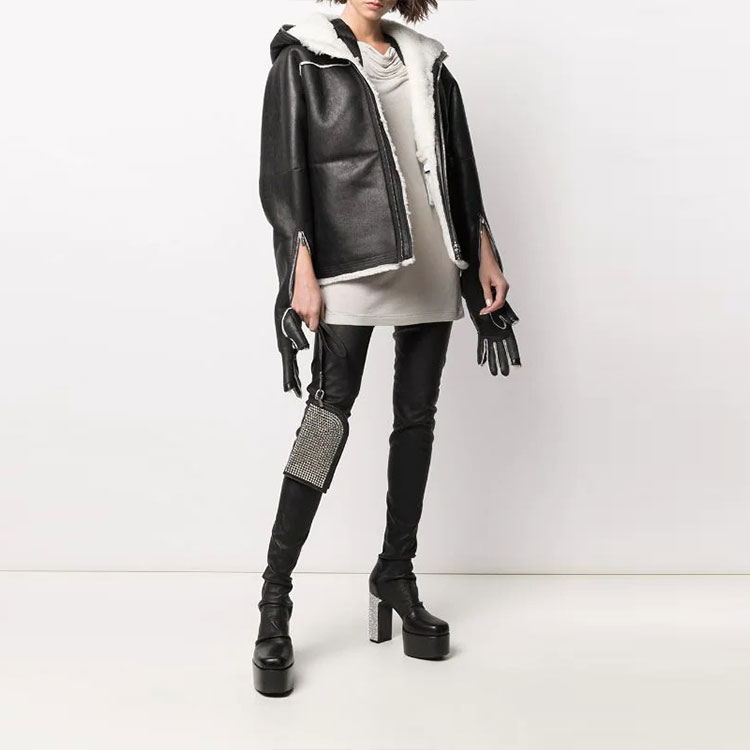 Lookbook (W) RICK OWENS SS22 黑色手套袖連帽外套. RP02A7706LSHC-911