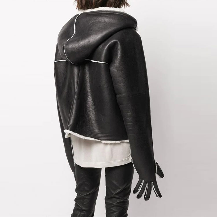 Shop (W) RICK OWENS SS22 黑色手套袖連帽外套. RP02A7706LSHC-911