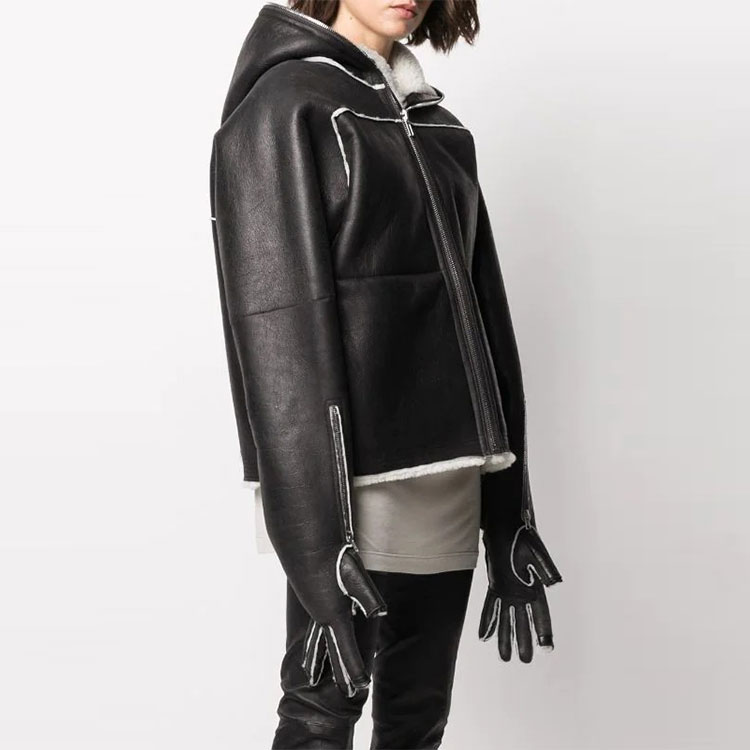 Purchase (W) RICK OWENS SS22 黑色手套袖連帽外套. RP02A7706LSHC-911