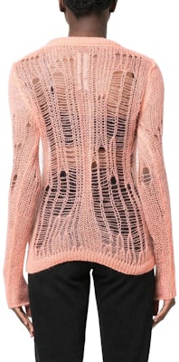 (Women) Rick Owens SS22 Distressed V-Neck Knit Pullover Sweater Pink Womens RO01B4623KNETMH Shop (Women) Rick Owens SS22 Distressed V-Neck Knit Pullover Sweater Pink Womens RO01B4623KNETMH