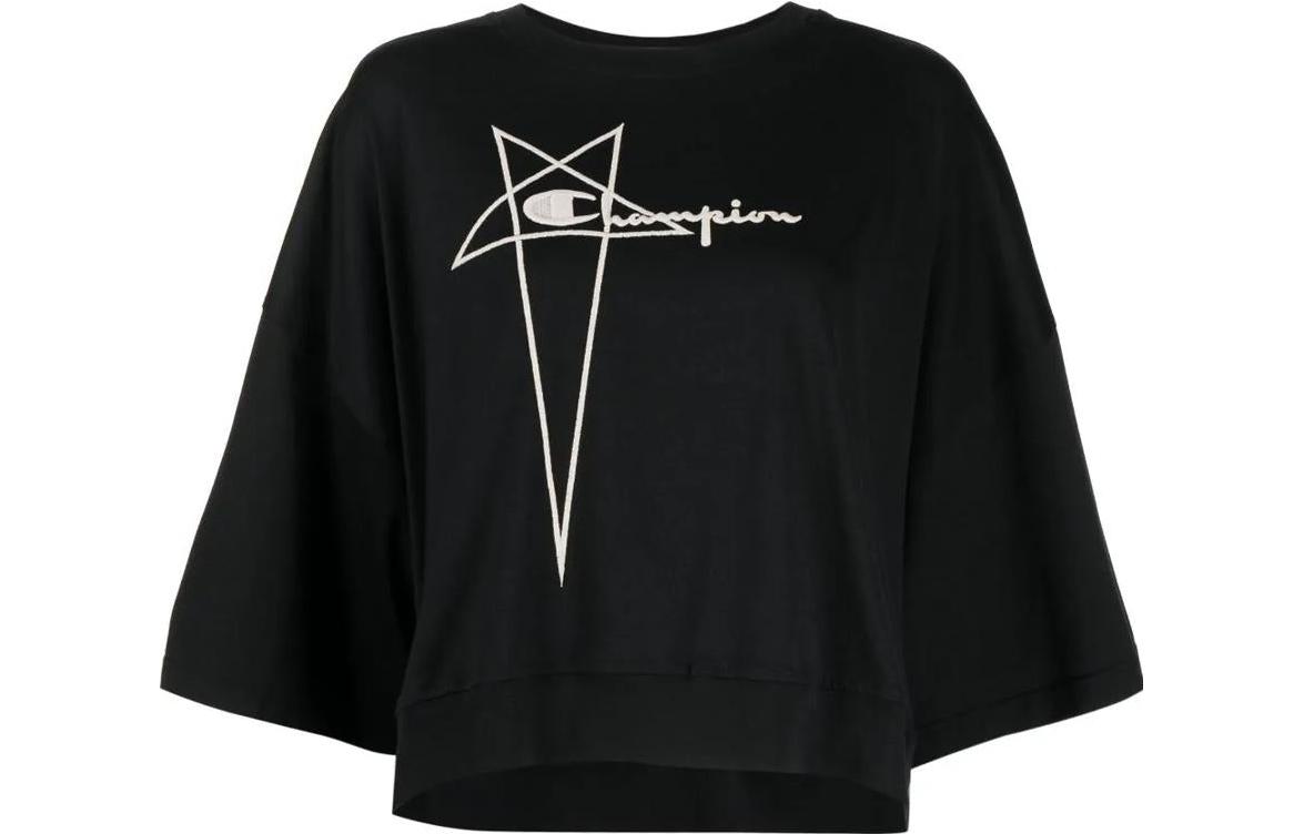 (Women) Rick Owens SS23  Black Graphic Long Sleeve Crewneck T-Shirt CW02C9404CHJEG