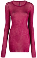 (Women) RICK OWENS SS23 Solid Color Crewneck Long Sleeve T-Shirt Pink RP01C5202MR-23 (Women) RICK OWENS SS23 Solid Color Crewneck Long Sleeve T-Shirt Pink RP01C5202MR-23