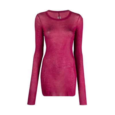 (Women) RICK OWENS SS23 Solid Color Crewneck Long Sleeve T-Shirt Pink RP01C5202MR-23
