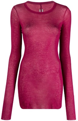 (W) リック・オウエンス SS23 無地 クルーネック 長袖Tシャツ ピンク RP01C5202MR-23 Order (W) リック・オウエンス SS23 無地 クルーネック 長袖Tシャツ ピンク RP01C5202MR-23