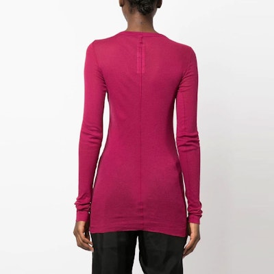 (W) リック・オウエンス SS23 無地 クルーネック 長袖Tシャツ ピンク RP01C5202MR-23 Shop (W) リック・オウエンス SS23 無地 クルーネック 長袖Tシャツ ピンク RP01C5202MR-23