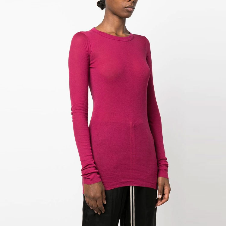 Purchase (W) リック・オウエンス SS23 無地 クルーネック 長袖Tシャツ ピンク RP01C5202MR-23