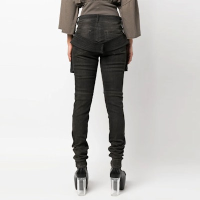 (W) RICK OWENS SS23 皮帶細節緊身牛仔褲 女款 黑色 DS01C6312SDK-78 Shop (W) RICK OWENS SS23 皮帶細節緊身牛仔褲 女款 黑色 DS01C6312SDK-78