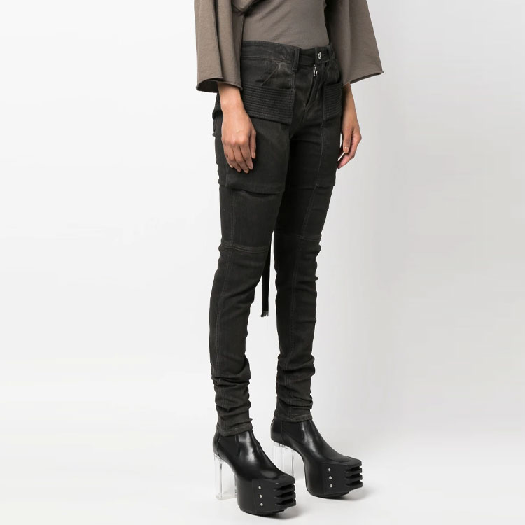 Purchase (W) RICK OWENS SS23 皮帶細節緊身牛仔褲 女款 黑色 DS01C6312SDK-78